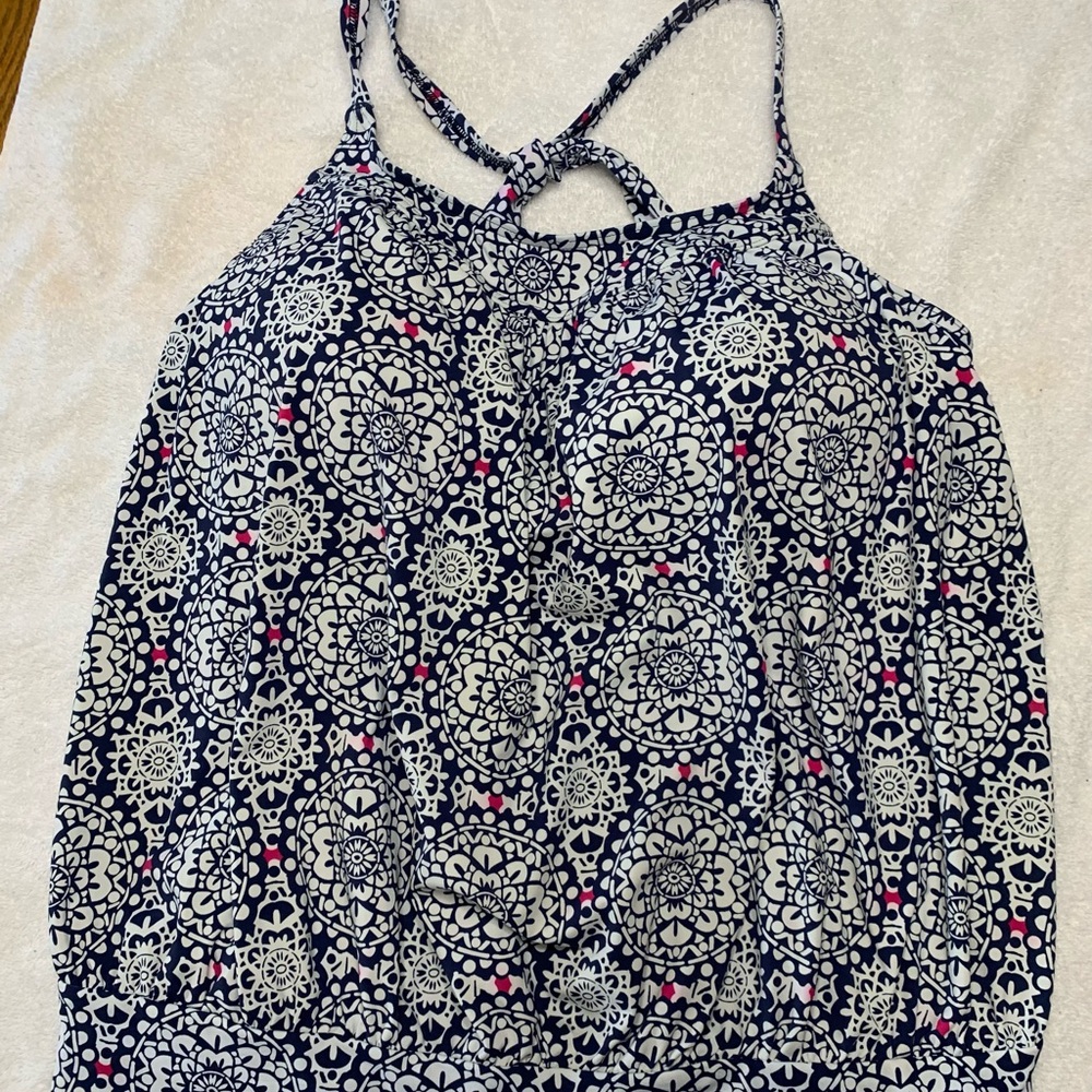 Lands' End Blue and Pink Patterned Top